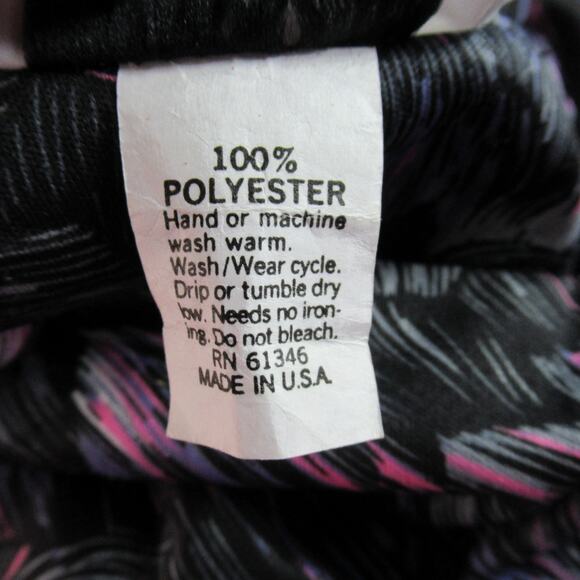 Vintage MCS Ltd Dress Size XL Gray Purple Secretary Geek Pleated Modest 80s Maxi - Picture 9 of 10